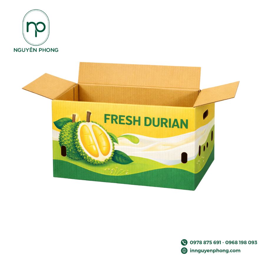 In hộp đựng sầu riêng quảng bá thương hiệu